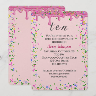 Invitation 10e Anniversaire Pink Icing Et Sprinkles