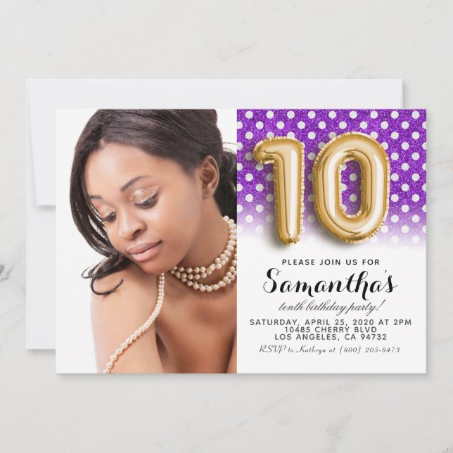 Invitation 10e anniversaire Polkadot Portrait (Devant)