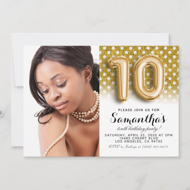 Invitation 10e anniversaire Polkadot Portrait (Devant)