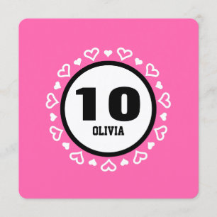 Invitation 10e anniversaire pour son COEUR cadre PINK P29C