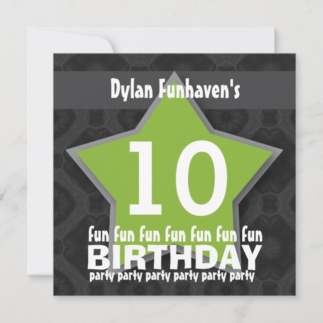 Invitation 10ème Le blanc de vert de noir de fête (Devant)