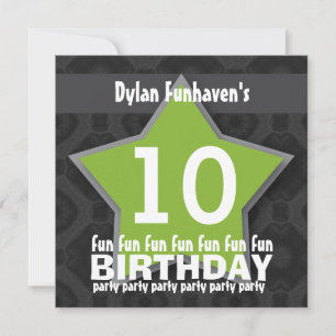 Invitation 10ème Le blanc de vert de noir de fête
