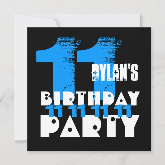 Invitation 11e anniversaire BLUE Grunge Z03B (Devant)