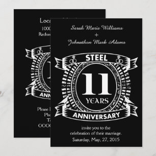 Invitation 11E anniversaire du mariage acier