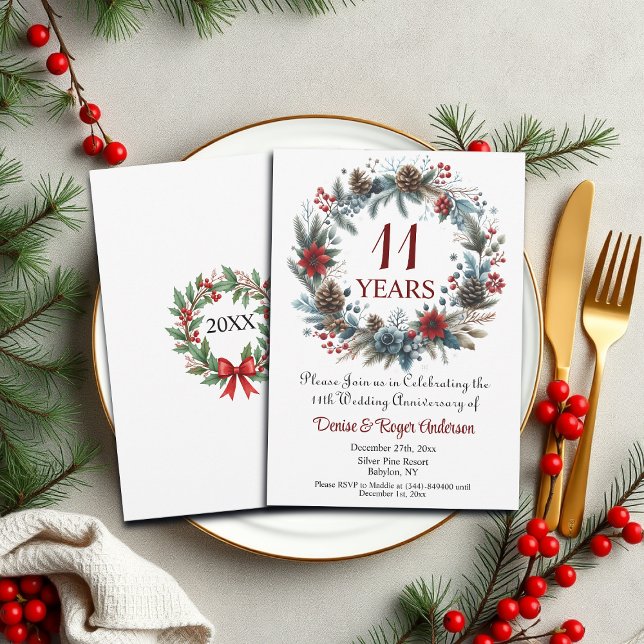 Invitation 11e anniversaire du Mariage hiver (Créateur téléchargé)
