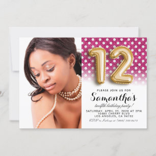 Invitation 12e anniversaire Polkadot Portrait