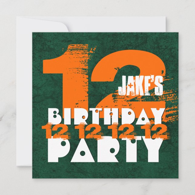 Invitation 12e fête d'anniversaire 12 ans Grunge Z12A (Devant)