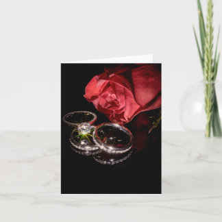 Invitation 1362-Rose rouge avec anneaux Mariages