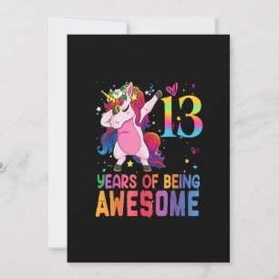 Invitation 13 Ans Unicorne Dabbing 13e Anniversaire Fille Un
