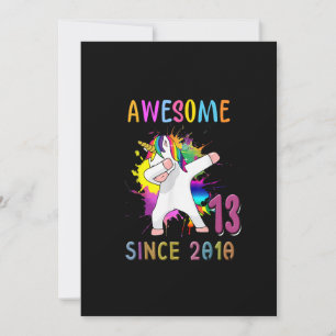 Invitation 13 Ans Unicorne Flossing 13e Anniversaire Fille T