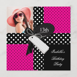 Invitation 13e anniversaire de fête adolescentes
