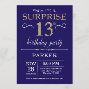 Invitation 13e anniversaire de la Parties scintillant bleue e