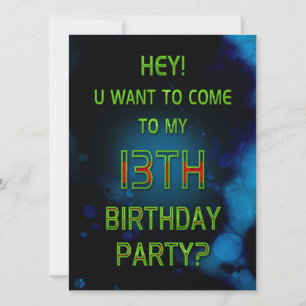 Invitation 13e anniversaire, Invitation, Bleu, Vous voulez ve