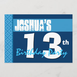 Invitation 13e anniversaire Moderne Bleu X210