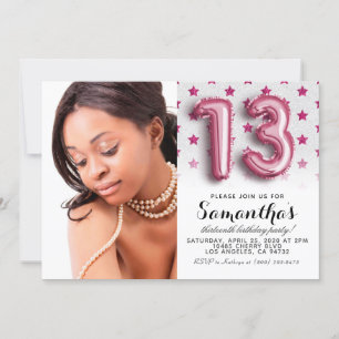 Invitation 13e anniversaire Star Parties scintillant Portrait