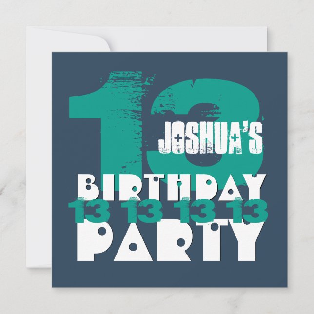 Invitation 13e fête d'anniversaire 13 ans Grunge Z13A (Devant)