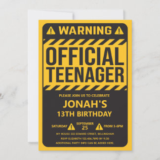 Invitation 13th Birthday Party Teenage Boy 