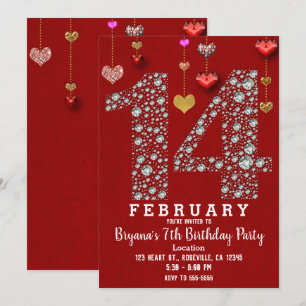 Invitation 14 février 14 la partie rouge de Valentine de
