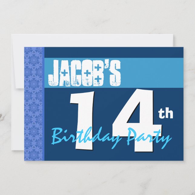 Invitation 14e anniversaire de l'Ado Motif du Blue Star (Devant)