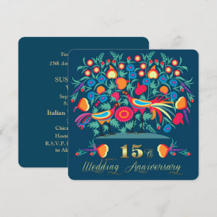Invitation 15e Anniversaire de Mariage Art Populaire
