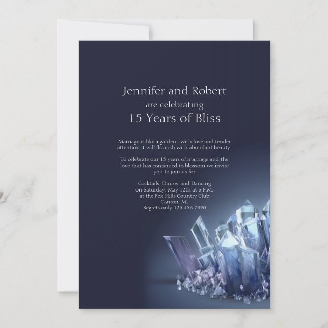 Invitation 15e Anniversaire de Mariage Cristal Bleu (Devant)
