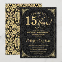 15e anniversaire de mariage - Damassé noir or