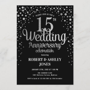 Invitation 15e anniversaire de mariage - Noir et argent