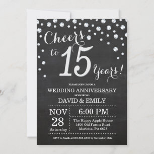 Invitation 15e Anniversaire de Mariage Tableau Noir Argent