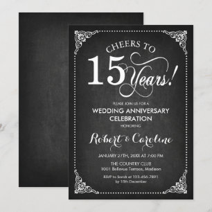 Invitation 15e anniversaire de mariage - Tableau noir blanc