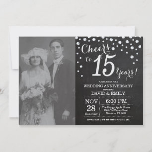 Invitation 15e anniversaire de mariage tableau noir craie arg