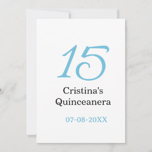 Invitation 15e anniversaire de quinceanera bleu noir lettre n