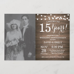 Invitation 15e anniversaire du Mariage Bois rustique