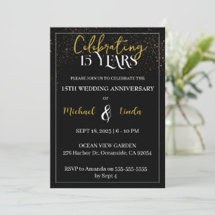 Invitation 15e anniversaire du Mariage Couple d'or noir