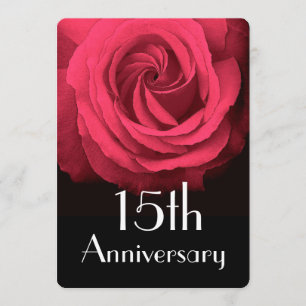 Invitation 15e anniversaire du Mariage Ruby Red Rose A02D
