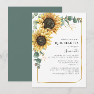 Invitation 15e anniversaire Floral Eucalyptus Quinceanera Par