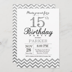 Invitation 15e anniversaire Parties scintillant d'