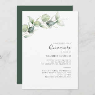 Invitation 15e anniversaire Quinceanera Eucalyptus Foliage In