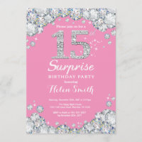 15e anniversaire surprise Diamant rose et argent