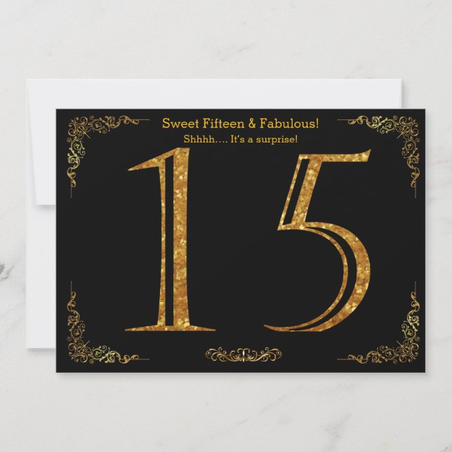 Invitation 15e, Douce Quinze, Anniversaire, parties scintilla (Devant)