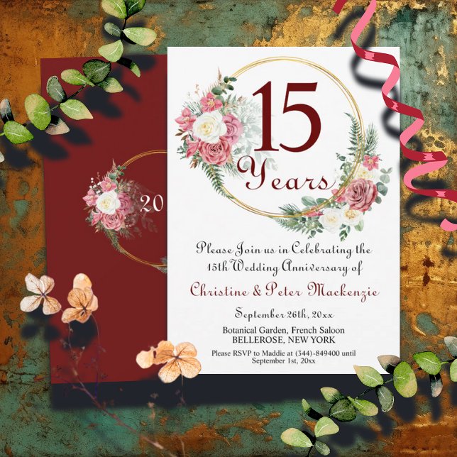 Invitation 15e Mariage Crystal Anniversaire Rose Gold Frame (Créateur téléchargé)