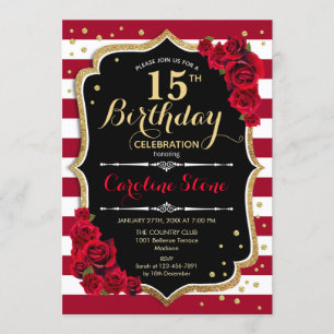 Invitation 15ème anniversaire - le blanc rouge barre des