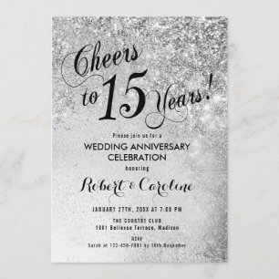 Invitation 15ème Argent d'anniversaire de mariage