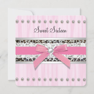 Invitation 16 ans de Pink Pearl Leopard Sweet