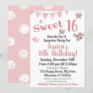 Invitation 16 ans sucrés