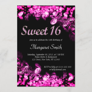 Invitation 16 Diamants de couleur rose