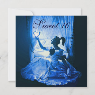 INVITATION 16 JOUR D'ANNIVERSAIRE SUCRÉ, BLEU BLACK BLACK BLA
