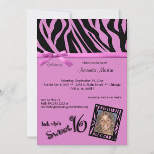 Invitation 16 Soirées Soignées De Zèbre Rose Chaud Et Noir