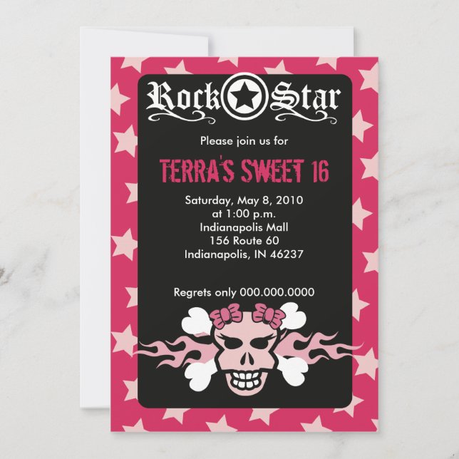 INVITATION 16 SOIXANTE ROCKER DE ROQUETTE À SKULL ANNIVERSAIR (Devant)