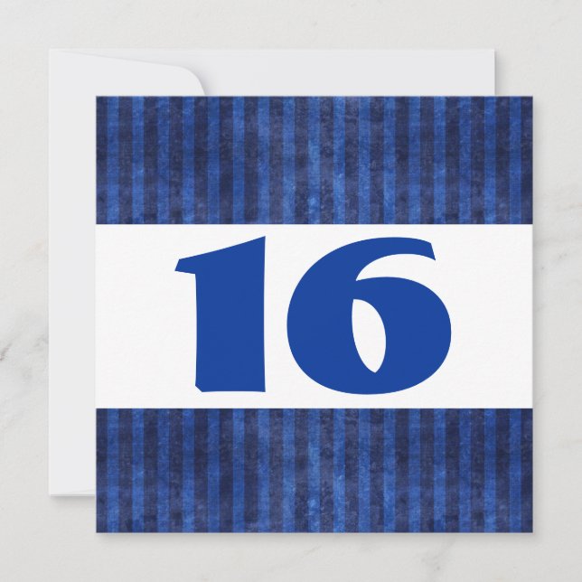 Invitation 16e Anniversaire de la fête Bleu Grèves Moderne W8 (Devant)