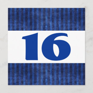 Invitation 16e Anniversaire de la fête Bleu Grèves Moderne W8
